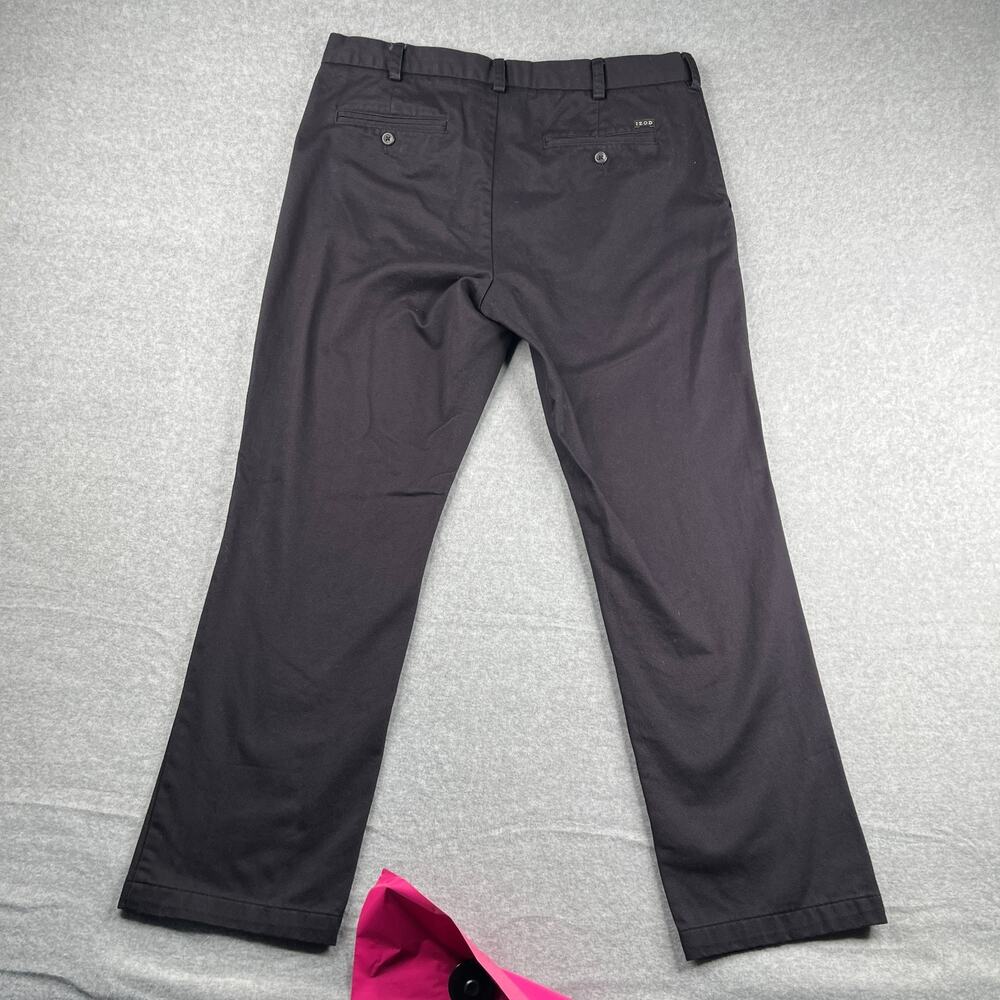 IZOD American Chino Pants Mens Size 36x30 Black casual Straight Classic - Picture 10 of 12